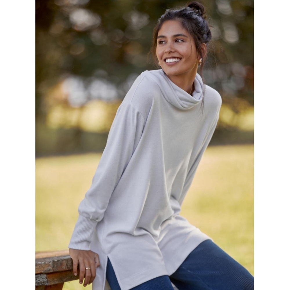 NWT ANTHROPOLOGIE COWL NECK TUNIC TOP IN SKY